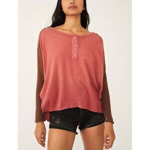 Free People Grand Slam 3/4 Tee / Red Clover Combo Tshirt Top NWOT S